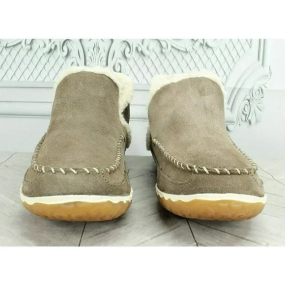 LL Bean Gray  Suede Slip On Mountain Moccasin Slippers Boot Size 7 M - Picture 4 of 9